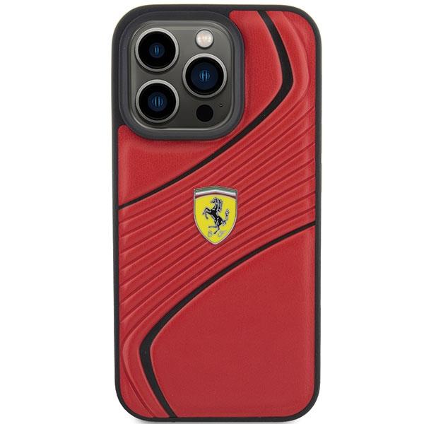 Ferrari Handyhülle IPhone 15 Metall Logo Rot Schwarz