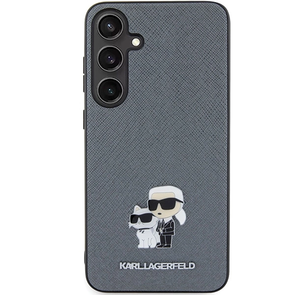 Karl Lagerfeld Hardcase Samsung Galaxy S24/S24+ Grau Karl&Choupette Metalllogo