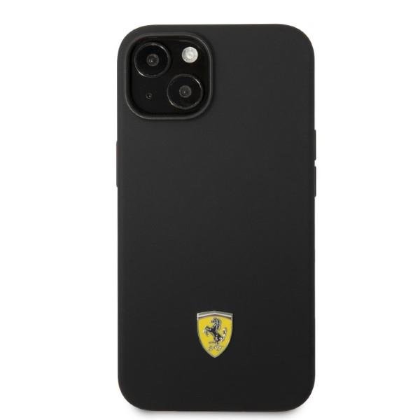 Handyhülle Ferrari Iphone 14 Plus Magsafe kompatibel Schwarz mit Metall Logo Silikon