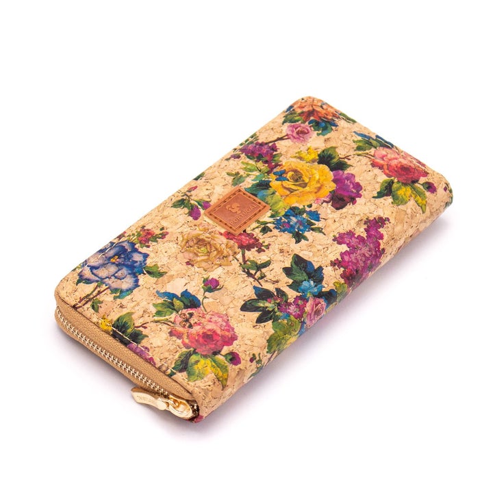 Portemonnaie aus Kork Vegan mit Blumenmuster