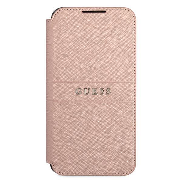 Guess Handytasche Pink Samsung Galaxy S22 Saffiano Stripes