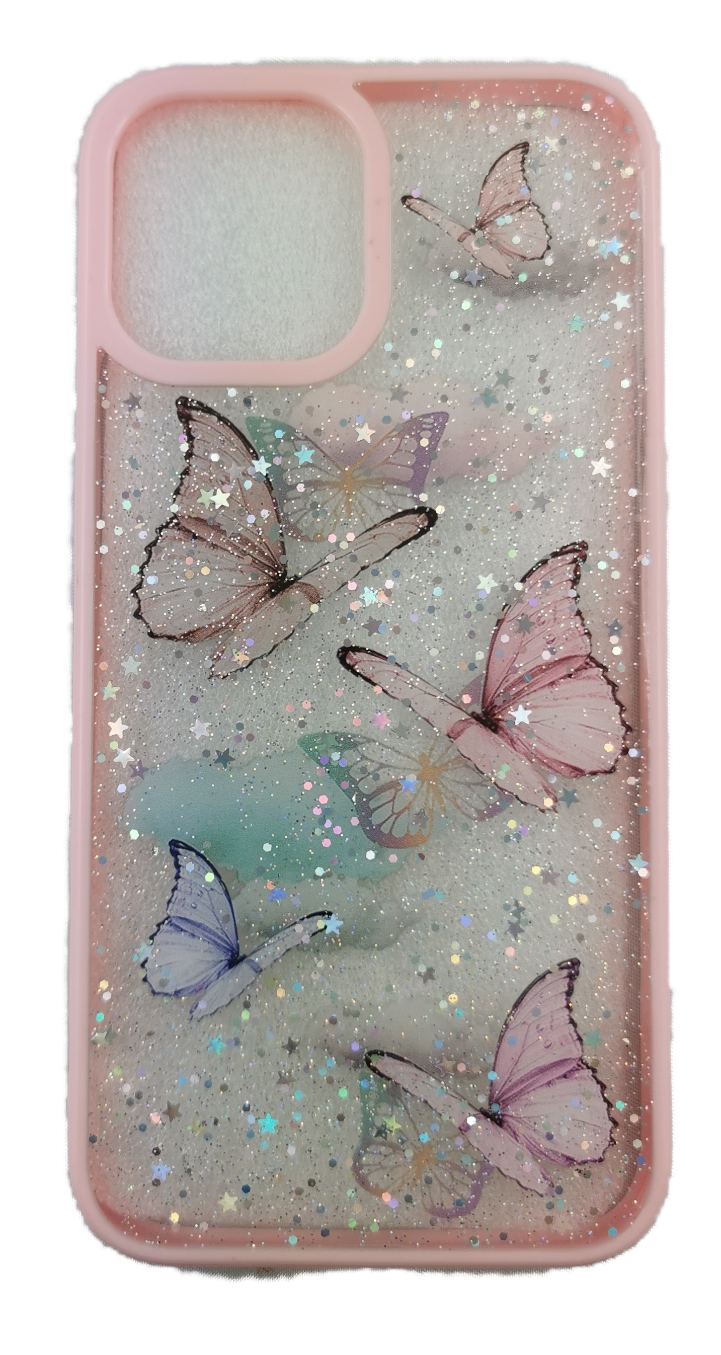 Handyhülle iPhone 7 / 8 / SE2020 Case Schmetterling Glitzer Pink